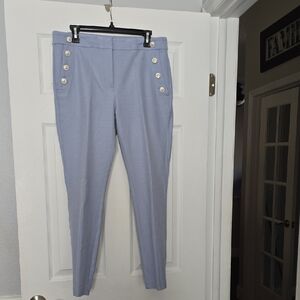 Ann Taylor LOFT Sutton Skinny Sky Blue Pants with Button Detail Size 8 ❤️EUC❤️